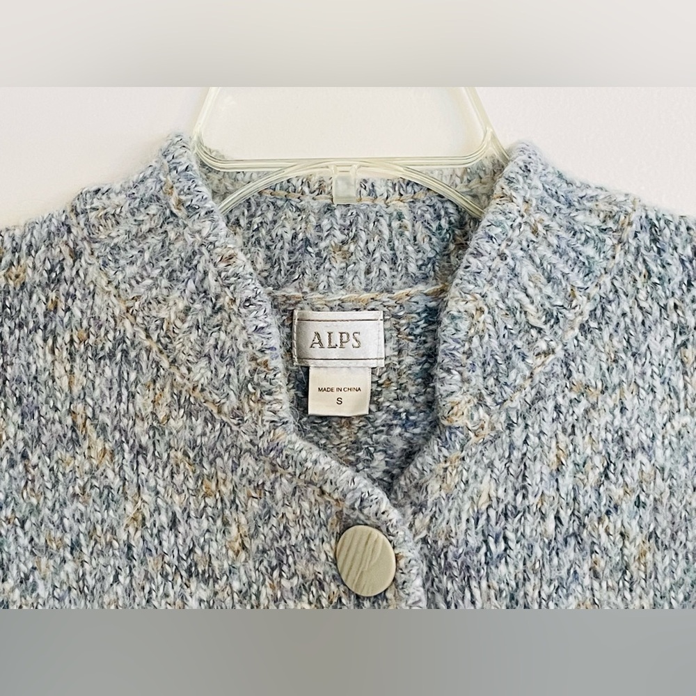 Comfy and Cozy ALPS Alpaca Blend Blue-Grey Button Cardigan Sweater Size Small - Picture 2 of 9